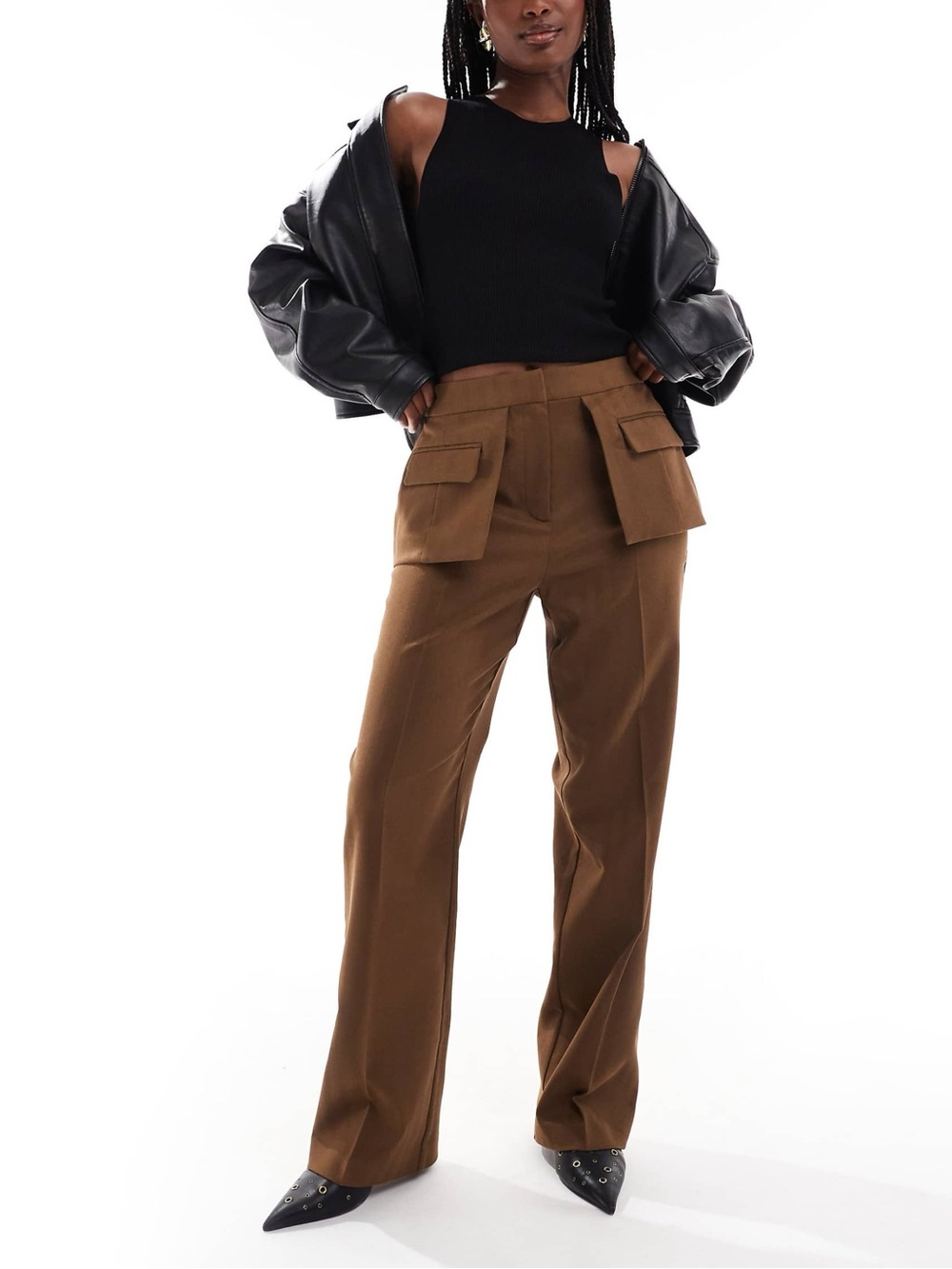 ASOS camel tailored utility pants dark camel NWT